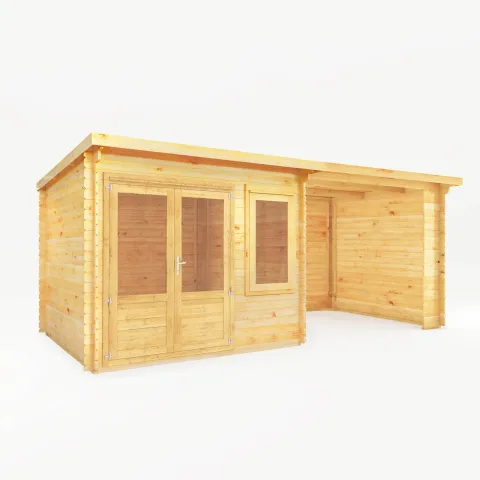 Mercia Garden Products 6m x 3m Elite Pent Log Cabin With Patio Area - 28mm