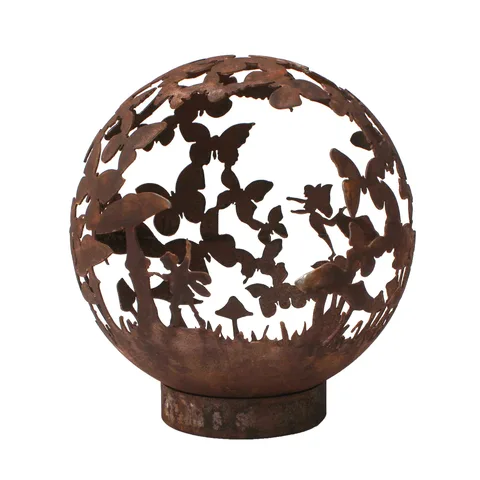Robert Charles Garden Fire Ball 50cm Fairy Design with Rust Finish