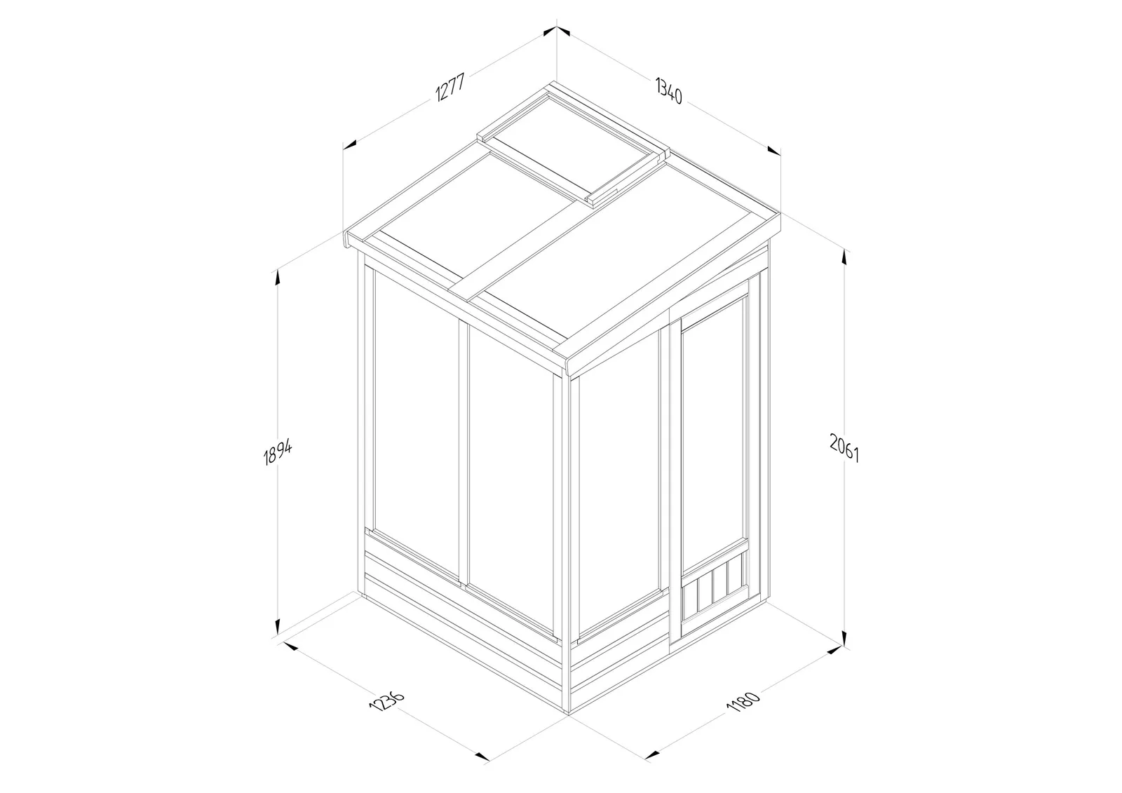 Wallscape Lean To Greenhouse 4 x 4 – Solid Back — view 2 of 12