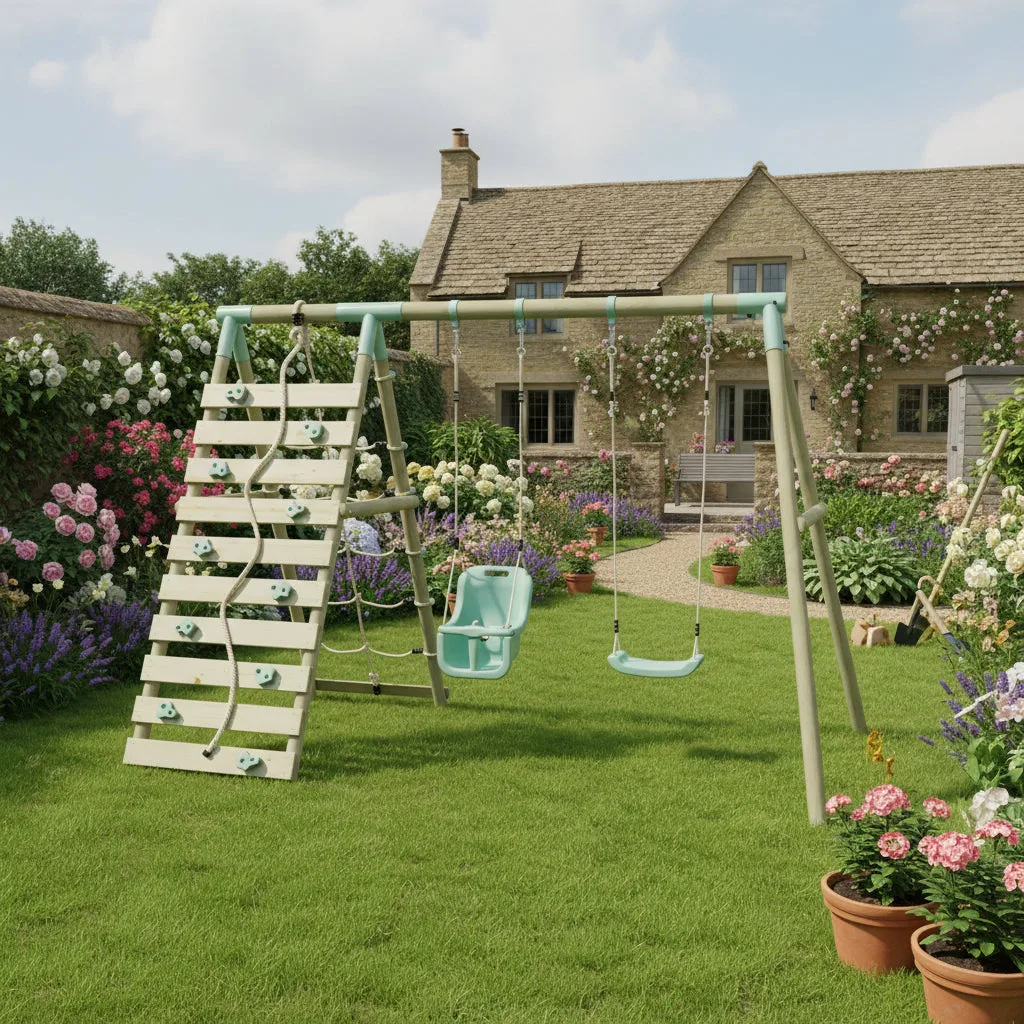 Mercia Garden Products Double Swing with Baby Seat & Climbing Wall — view 2 of 9