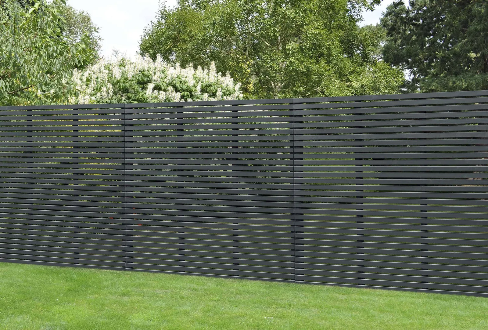 1.8m x 1.8m Grey Painted Contemporary Slatted Fence Panel
