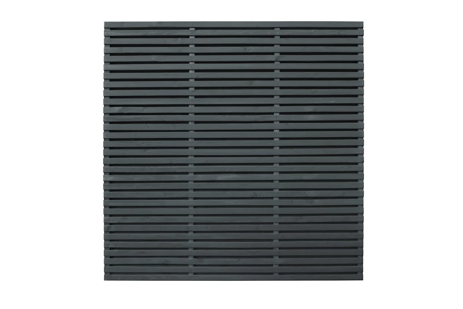 1.8m x 1.8m Grey Painted Contemporary Double Slatted Fence Panel — view 2 of 6