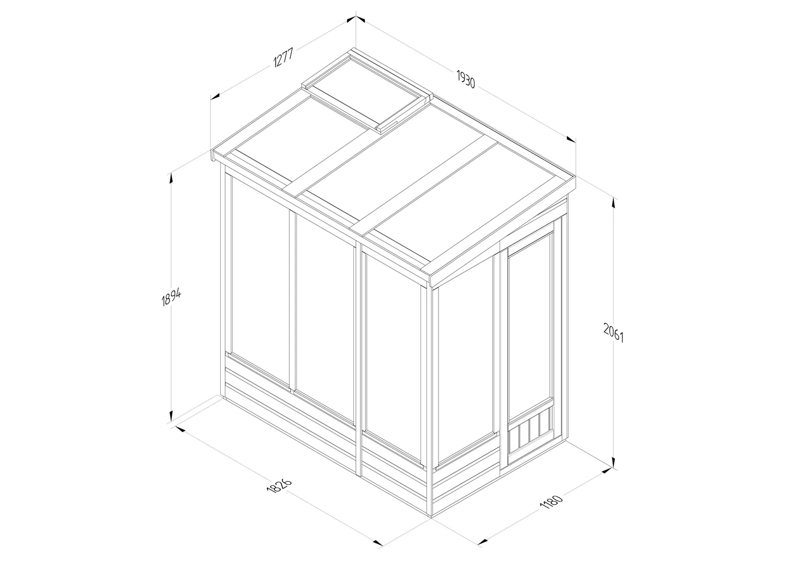 Wallscape Lean To Greenhouse 4 x 6 – Solid Back — view 2 of 19