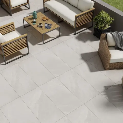 Axis Ash Grey Outdoor Porcelain Paving Slabs 795x395x20mm - 7.2 SQM Job Lot