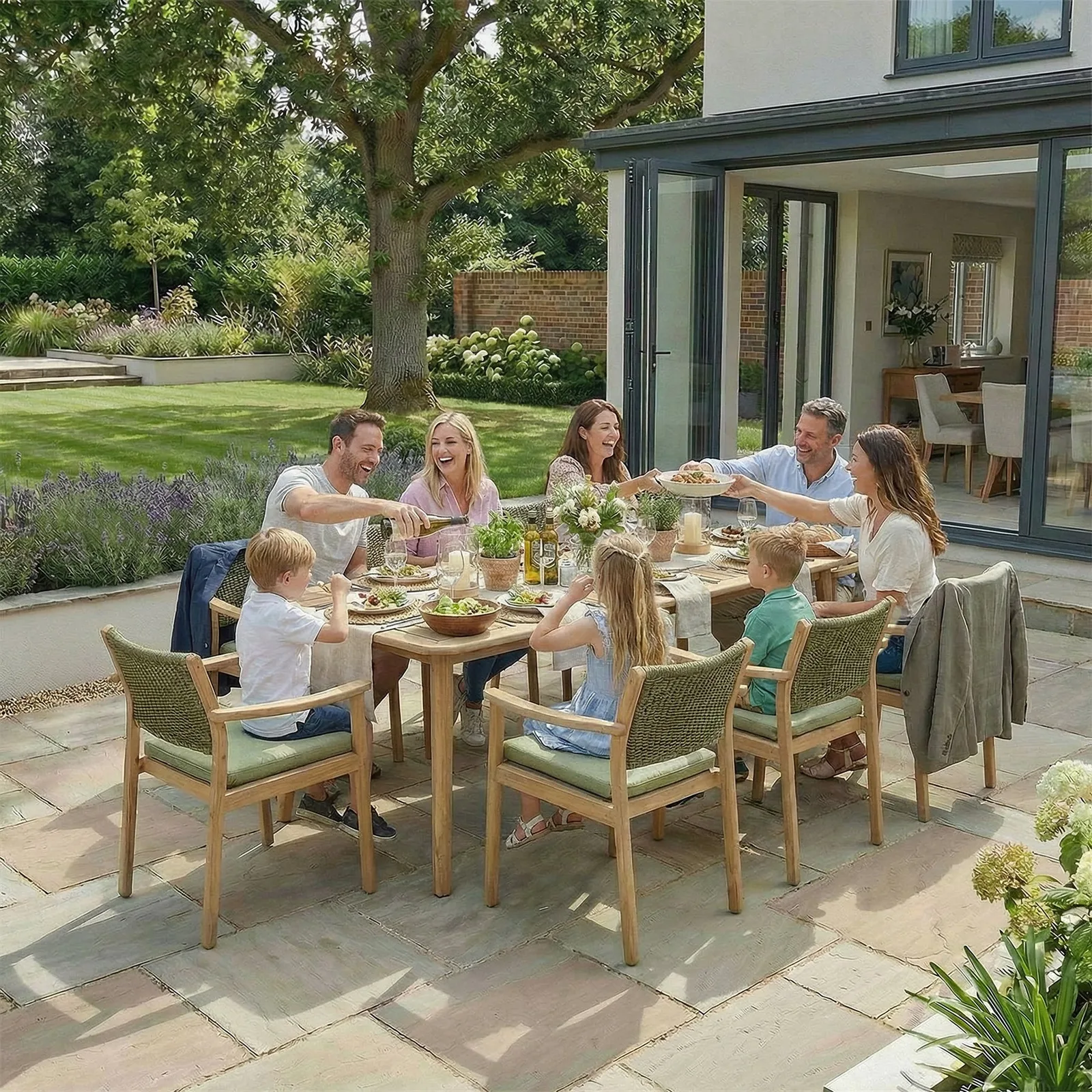 Bracken Outdoors Bracken Outdoors Tetbury Acacia Wood and Rope 8 Seat Rectangular Dining Set — view 2 of 11