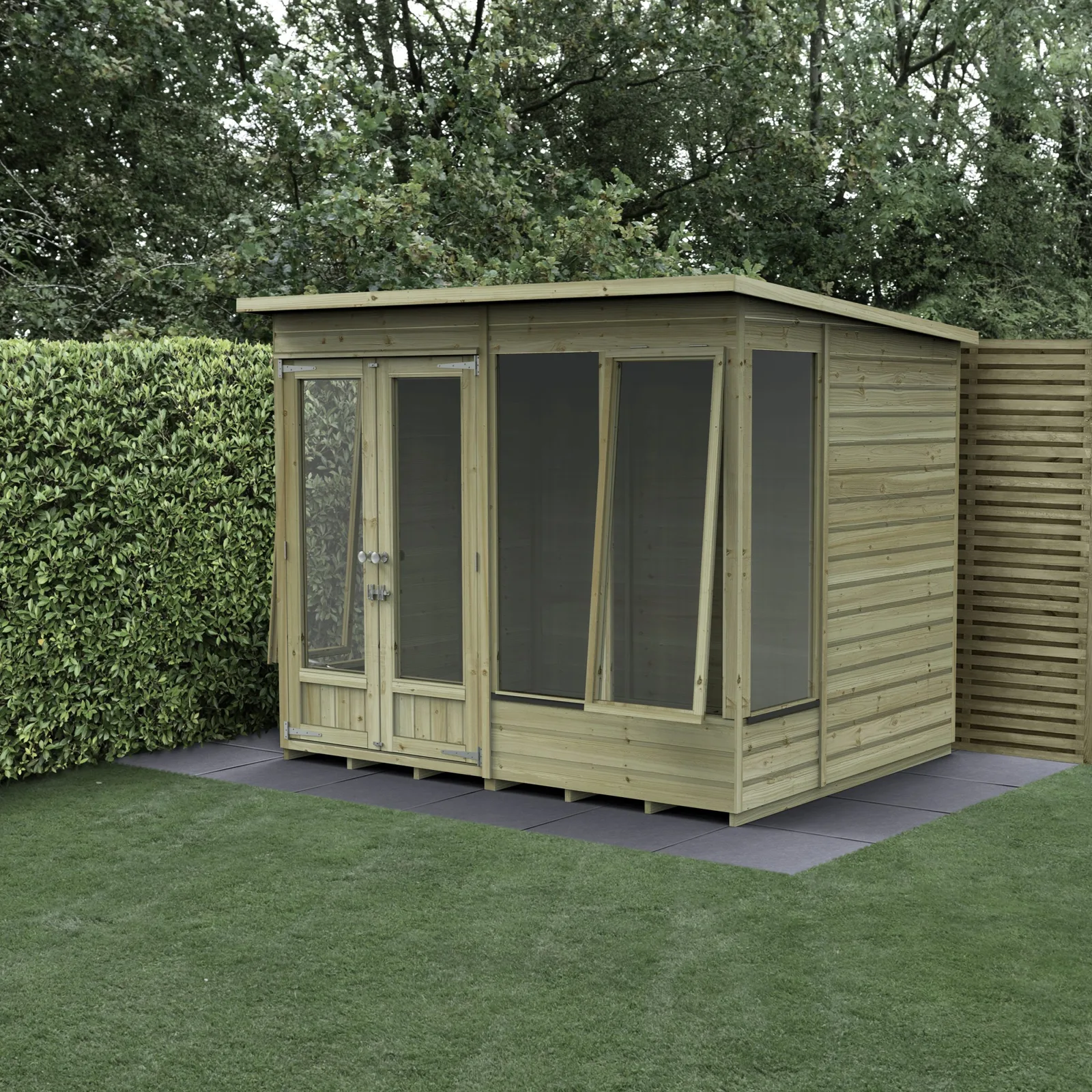 Beckwood Pent Summerhouse 8×6 – Double Door – 4 Windows – 2 Opening — view 2 of 18