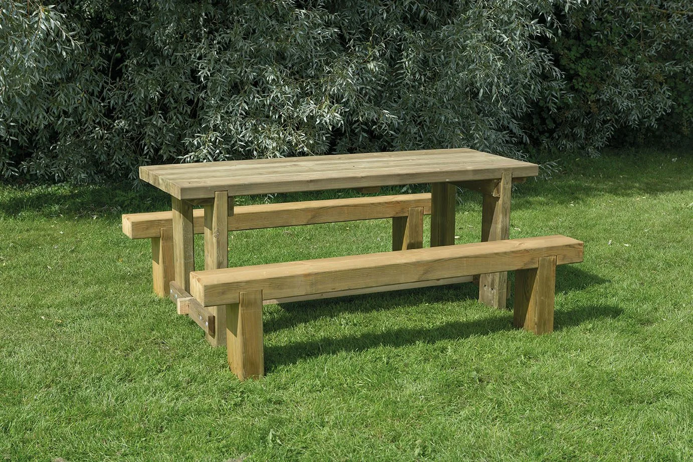 Refectory Table and Sleeper Bench Set – 1.8m — view 2 of 8