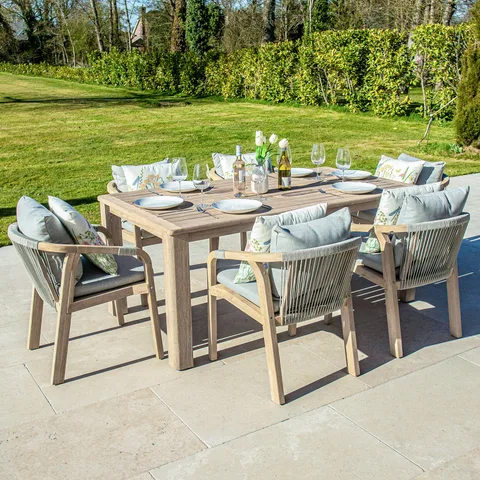 Bracken Outdoors Bracken Outdoors Charlton Acacia Wood and Rope 6 Seat Rectangular Dining Garden Furniture Set