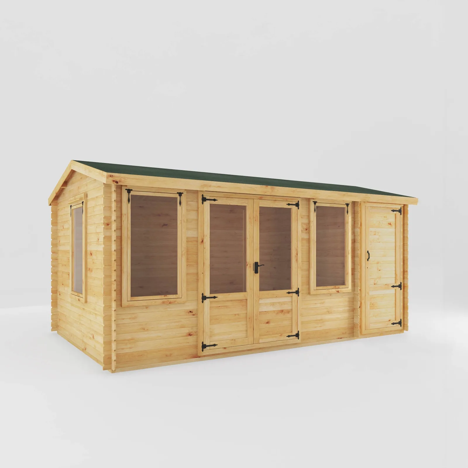 Mercia Garden Products Value 19mm Reverse Apex Log Cabin with Side Shed — view 2 of 2