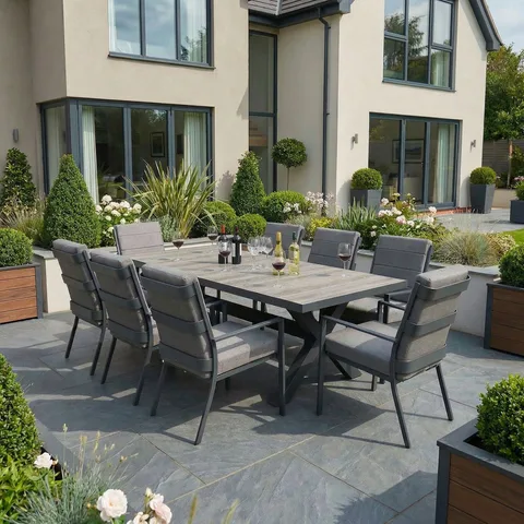 Bracken Outdoors Bracken Outdoors Sydney 8 Seat Rectangular High Back Grey Aluminium Dining Garden Furniture Set