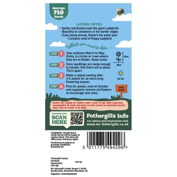 Mr Fothergills Little Gardeners Ladybird Poppies Seeds — view 2 of 2