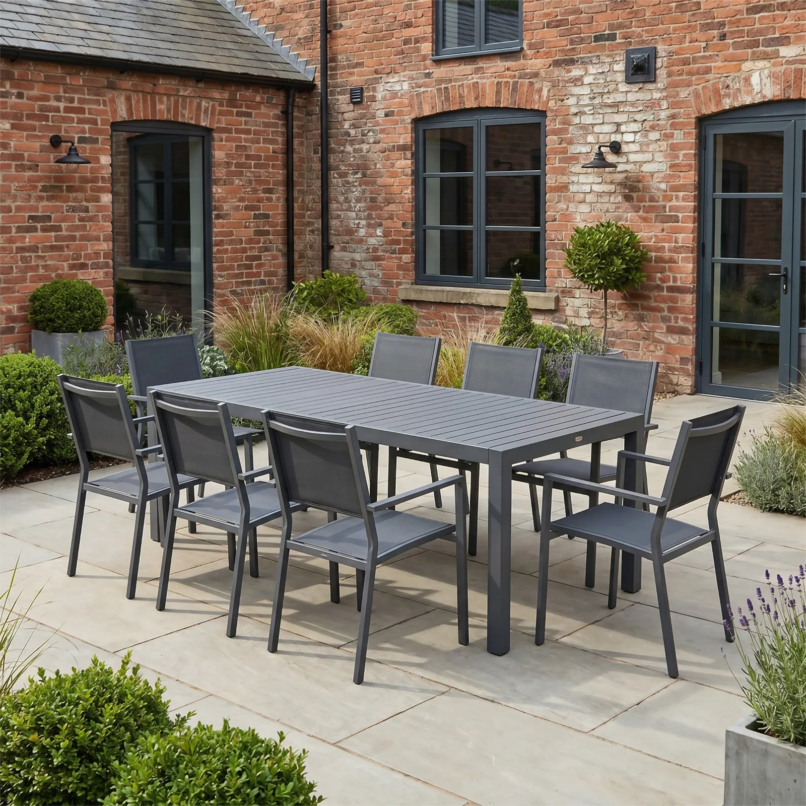 Bracken Outdoors Bracken Outdoors Byron 8 Seat Rectangular Extending Dining Aluminium Garden Furniture Set — view 2 of 8