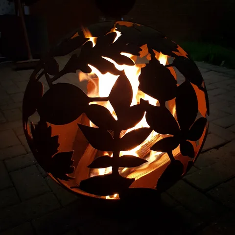 Robert Charles Garden Fire Ball 50cm Leaf Design with Rust Finish
