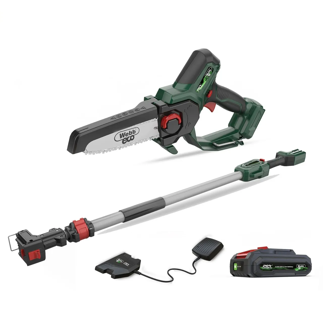 Webb WEBB WEV20EXTPSB2 20v Battery Mini Pruning Saw & Extension Pole (kit)
