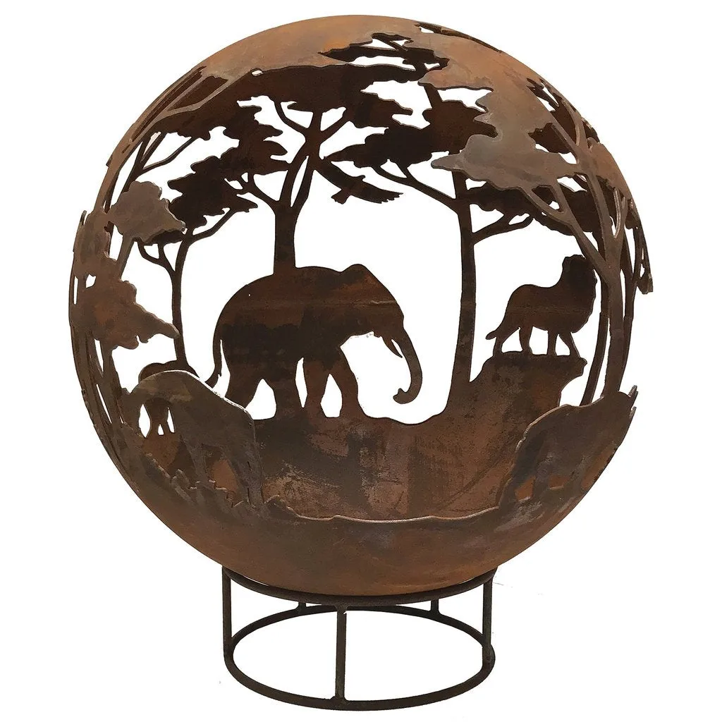 Robert Charles Garden Fire Ball 90cm Safari Design with Rust Finish — view 2 of 3