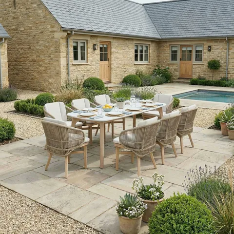 Bracken Outdoors Bracken Outdoors Fairford Eucalyptus Wood and Rope 8 Seat Rectangular Dining Set