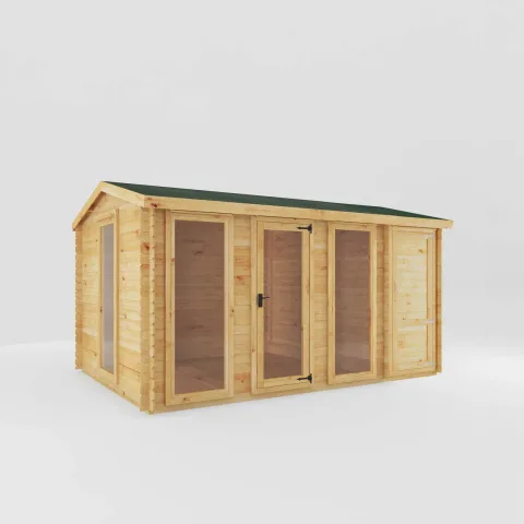 Mercia Garden Products Value 19mm Reverse Apex Log Cabin with Side Shed