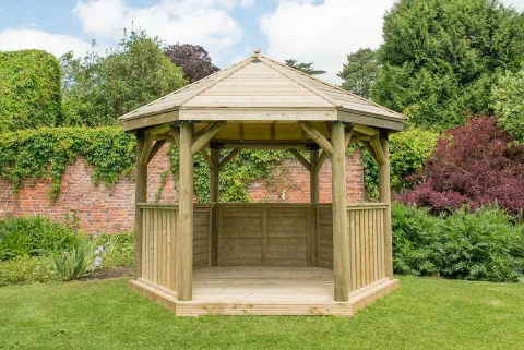 3.6m Premium Hexagonal Wooden Garden Gazebo with Timber Roof