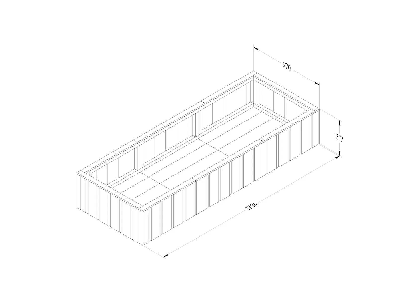 Low Level Lapline Planter 670mm x 1794mm — view 3 of 4
