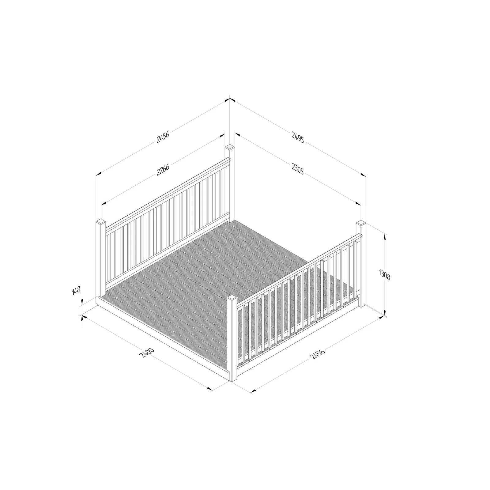 Decking Kit 2.4 x 2.4m with 2 x Balustrade — view 2 of 2