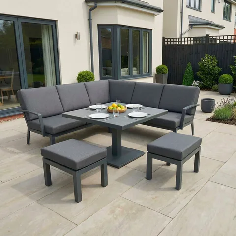 Bracken Outdoors Bracken Outdoors Miami Dark Aluminium Compact Corner Set with Adjustable Table and Stools