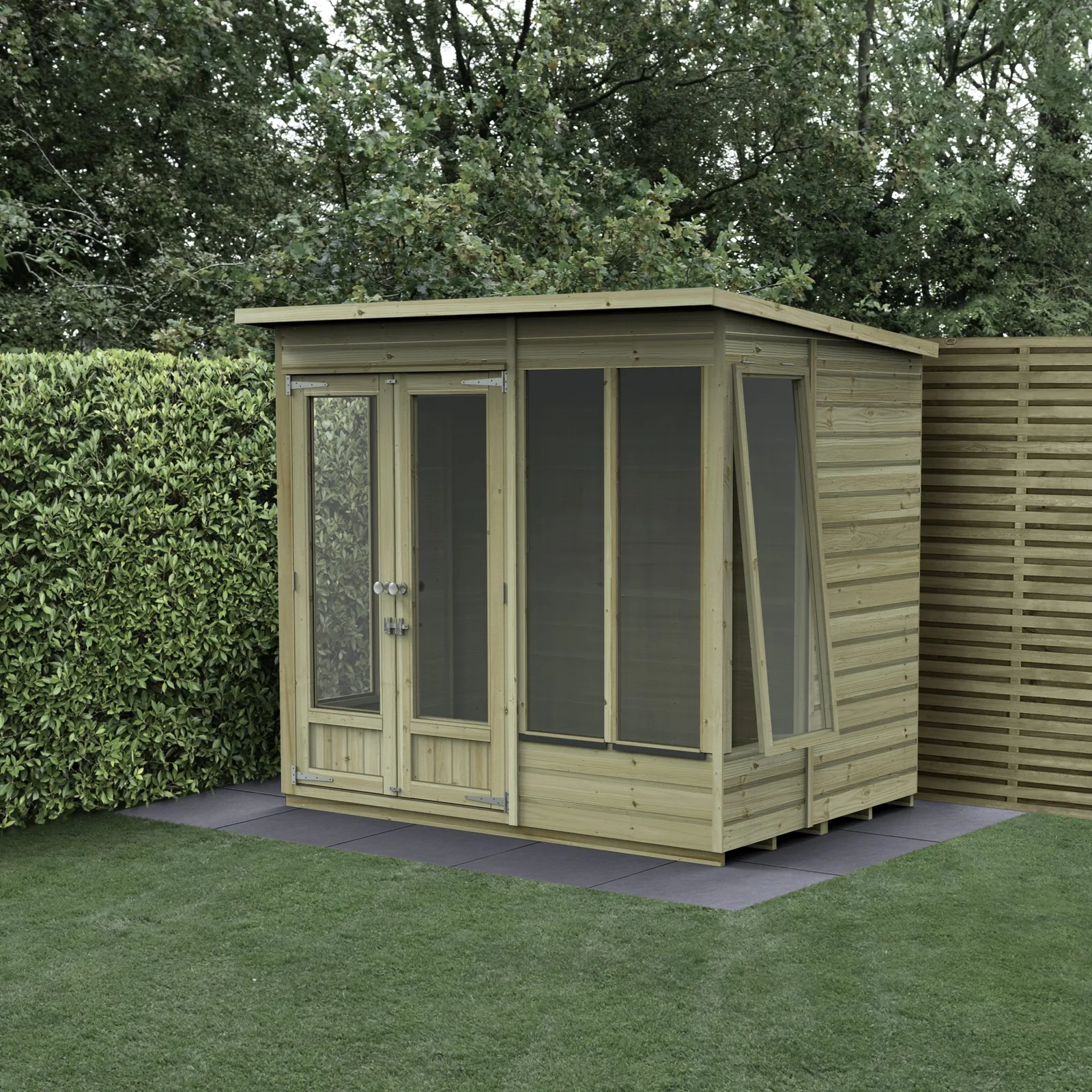 Beckwood Pent Summerhouse 7×5 – Double Door – 4 Windows – 1 Side Opening — view 2 of 18
