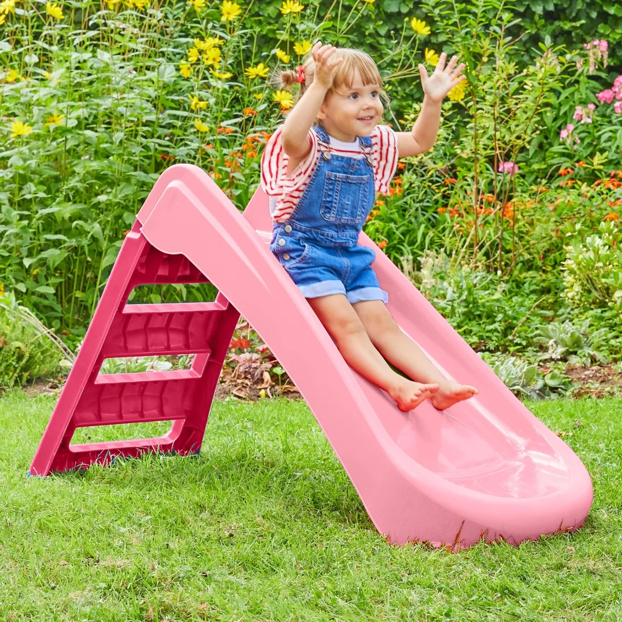 TP Toys PalPlay Pink & White Plastic Folding First Slide — view 2 of 3