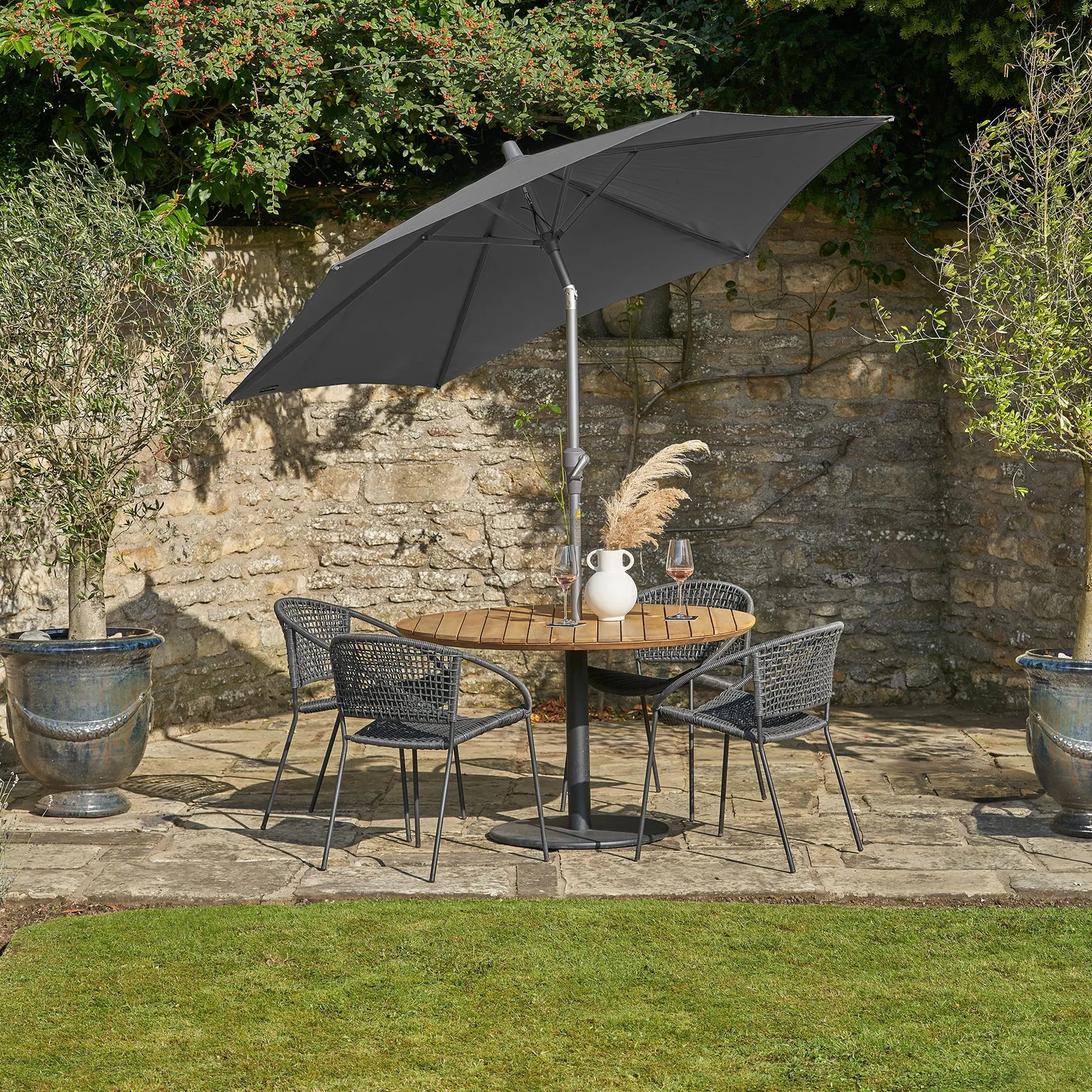 Platinum Platinum Riva 2.5m Round Crank and Tilt Anthracite Grey Garden Parasol — view 2 of 6