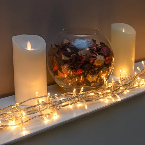 The Christmas Centre Warm White LED Multi-Function Christmas String Lights with Clear Cable 120, 240, 360 Bulbs