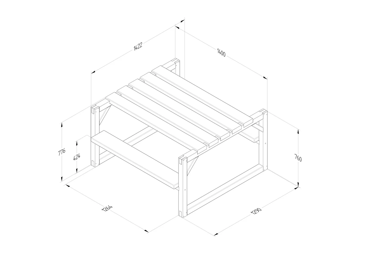 Colour Block Picnic Bench — view 3 of 6