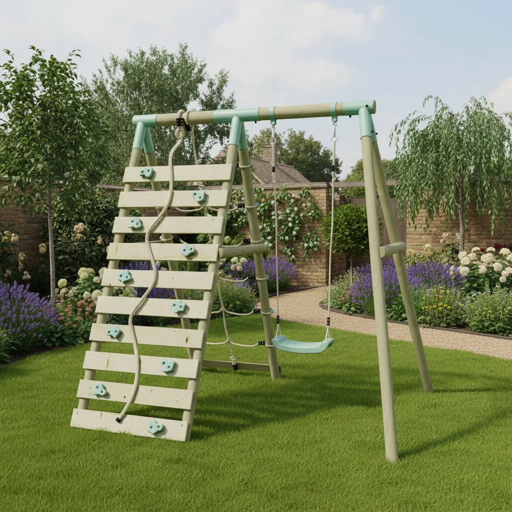 Mercia Garden Products Single Swing with Climbing Wall — view 2 of 9