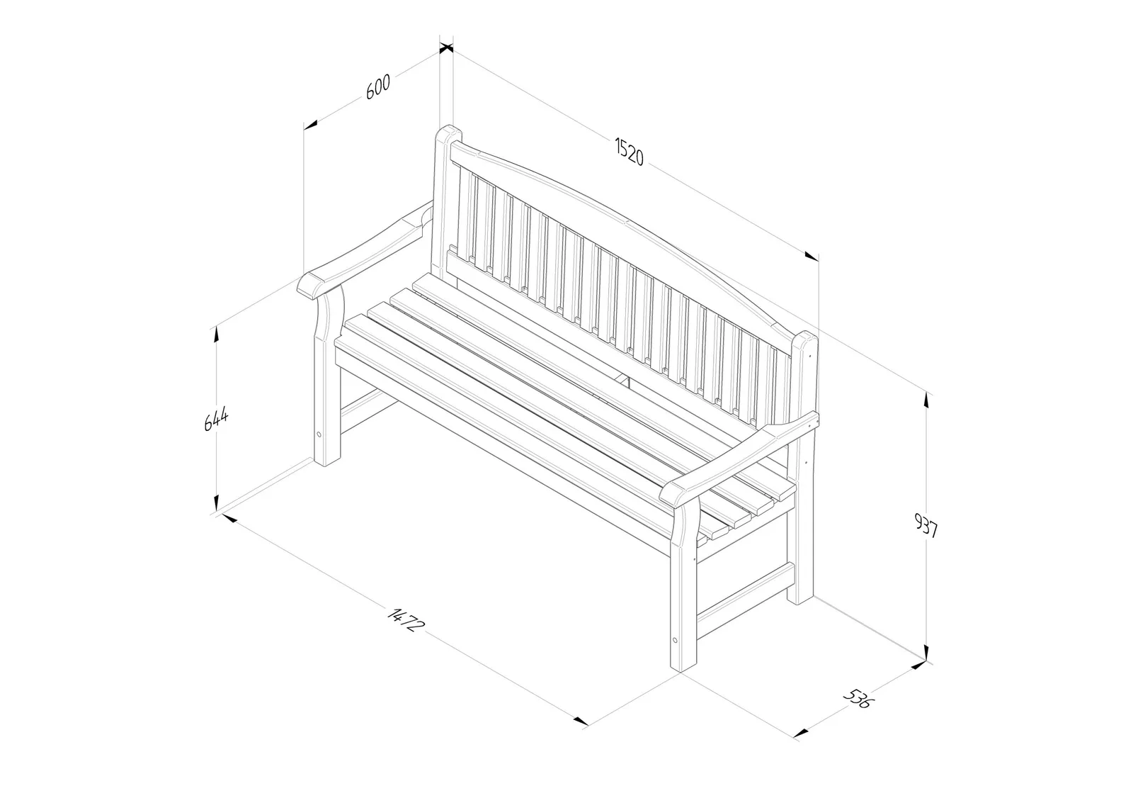Harvington 5ft Bench — view 3 of 3