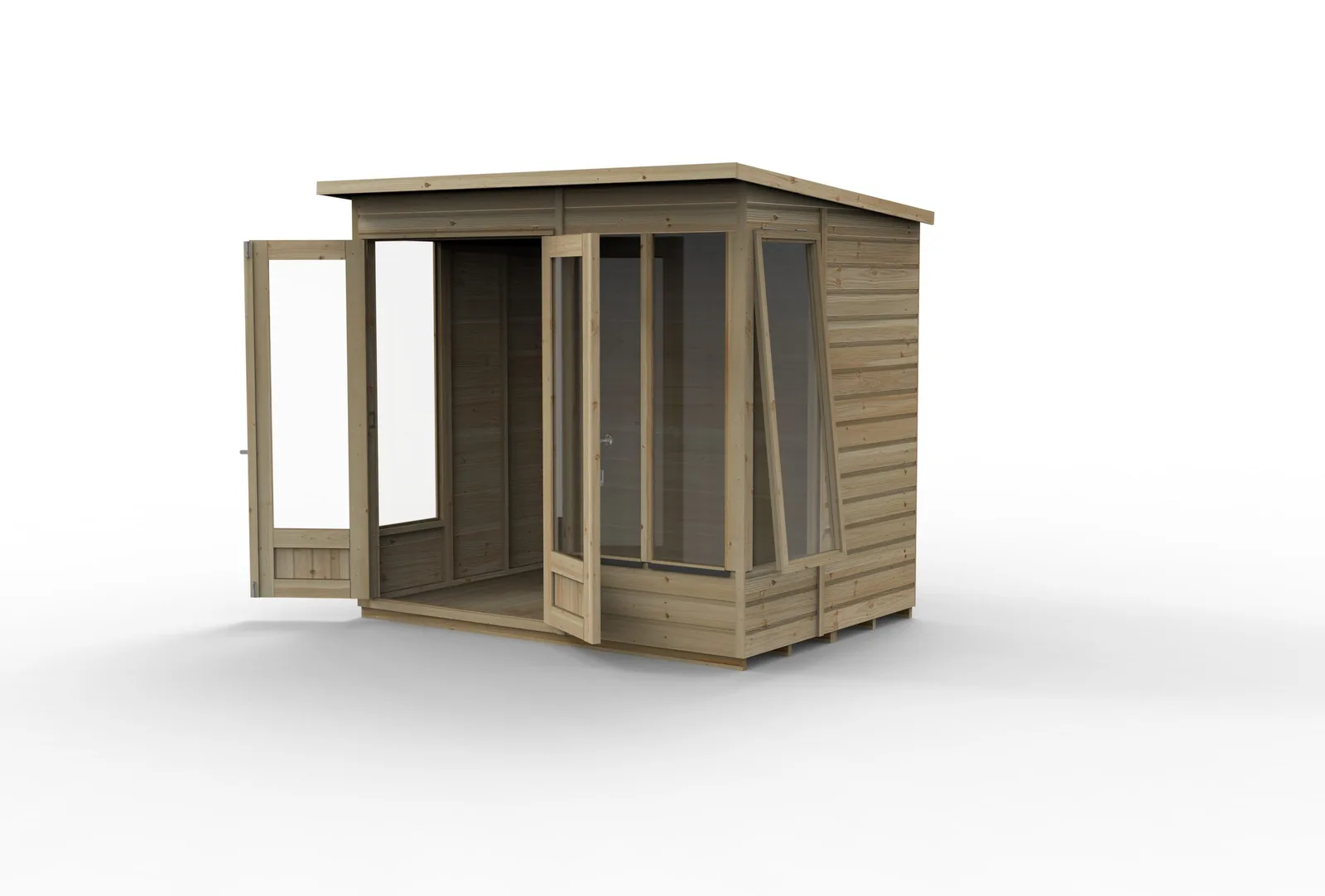 Beckwood Pent Summerhouse 7×5 – Double Door – 4 Windows – 1 Side Opening — view 3 of 18