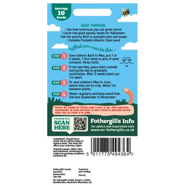 Mr Fothergills Little Gardeners Giant Pumpkins Seeds — view 2 of 2