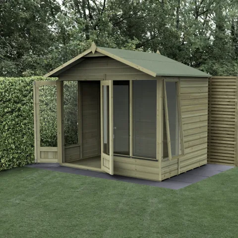 Beckwood Apex Summerhouse 8×6 – Double Door – 4 Windows – 1 Side Opening