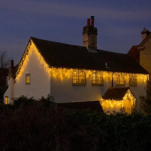 Noma Noma Christmas 144, 240, 360, 480, 720, 960 Snowing Icicle LED Lights with White Cable - Warm White