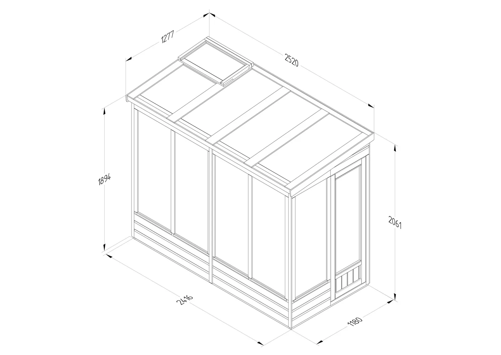 Wallscape Lean To Greenhouse 4 x 8 – Solid Back — view 2 of 17