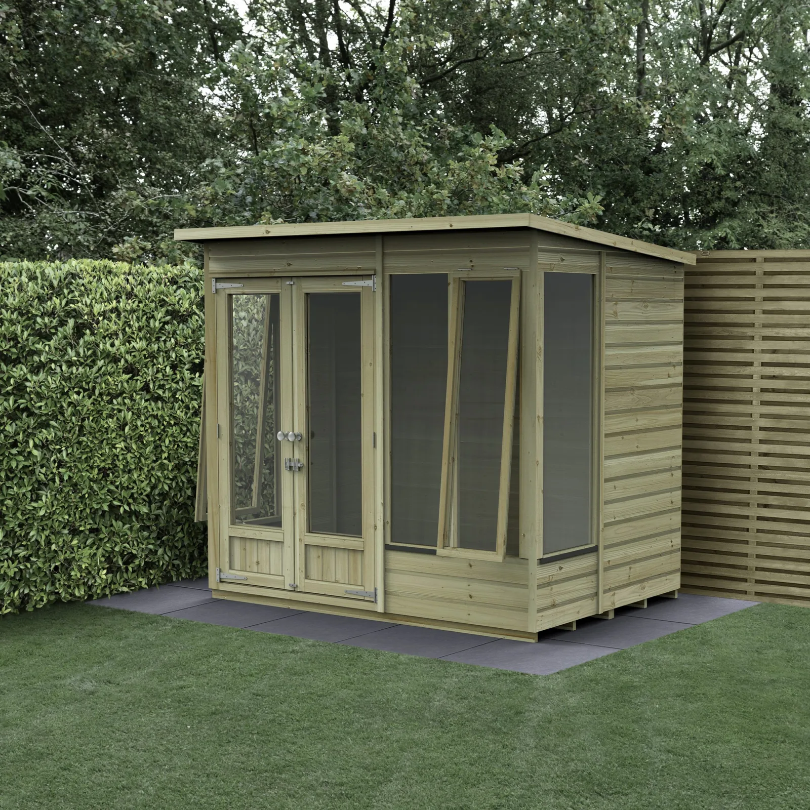 Beckwood Pent Summerhouse 7×5 – Double Door – 4 Windows – 2 Opening — view 2 of 18