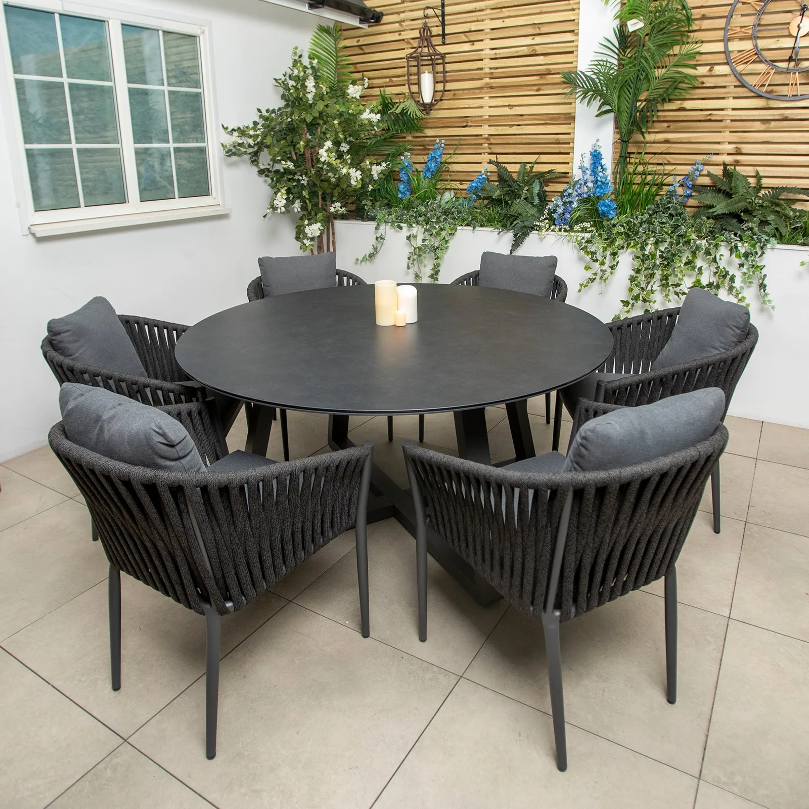 Bracken Outdoors Bracken Outdoors Maldives Rope 6 Seat Round Aluminium Garden Furniture Dining Set — view 2 of 10