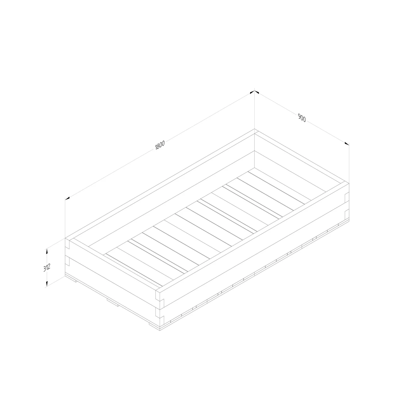 Caledonian Large Raised Bed – with Base – 90 x 180cm — view 3 of 3