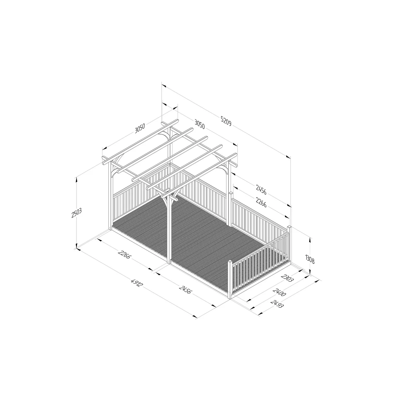 Ultima Pergola and Patio Decking Kit – 2.4 x 4.9m — view 3 of 7