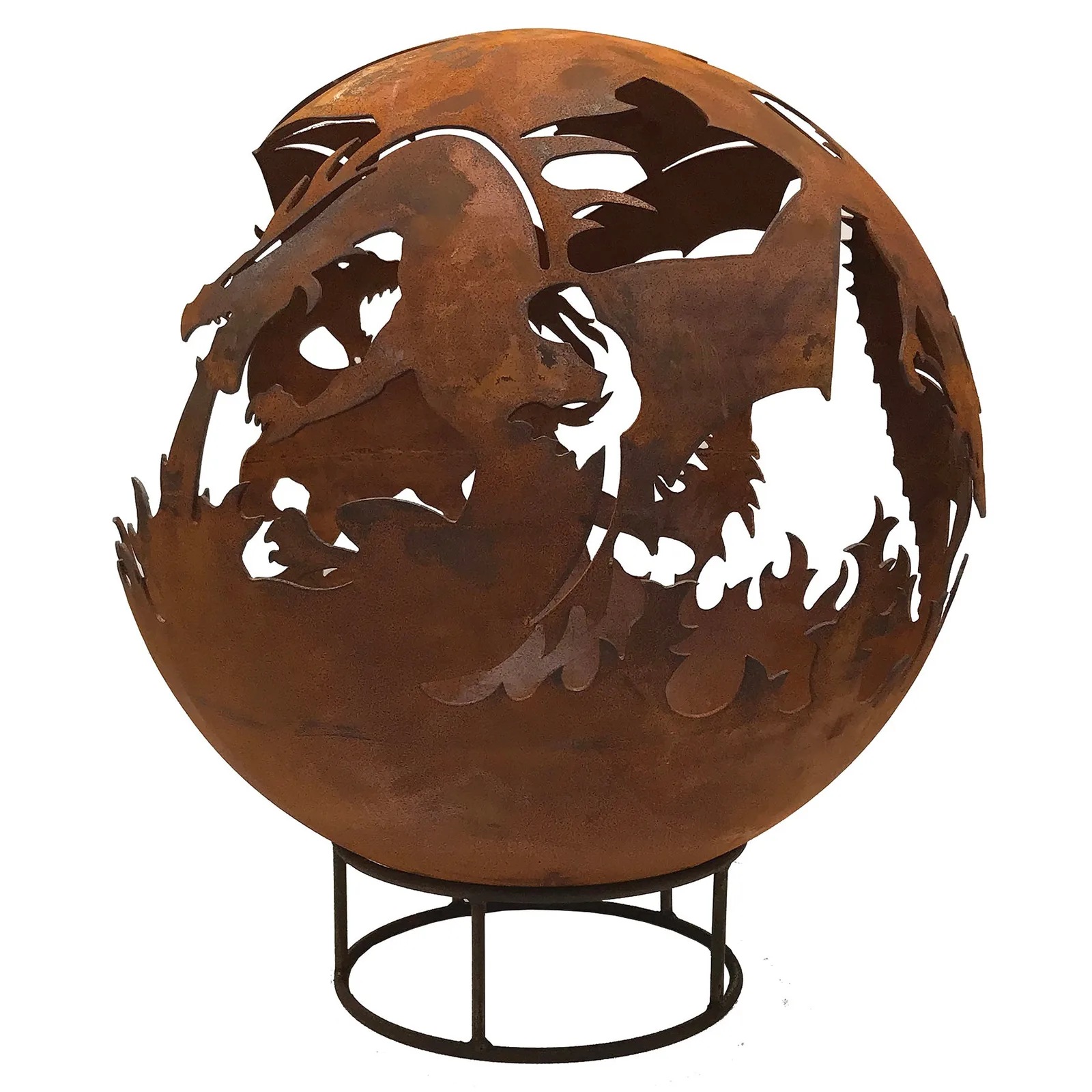 Robert Charles Garden Fire Ball 70cm Dragon Design with Rust Finish — view 2 of 3