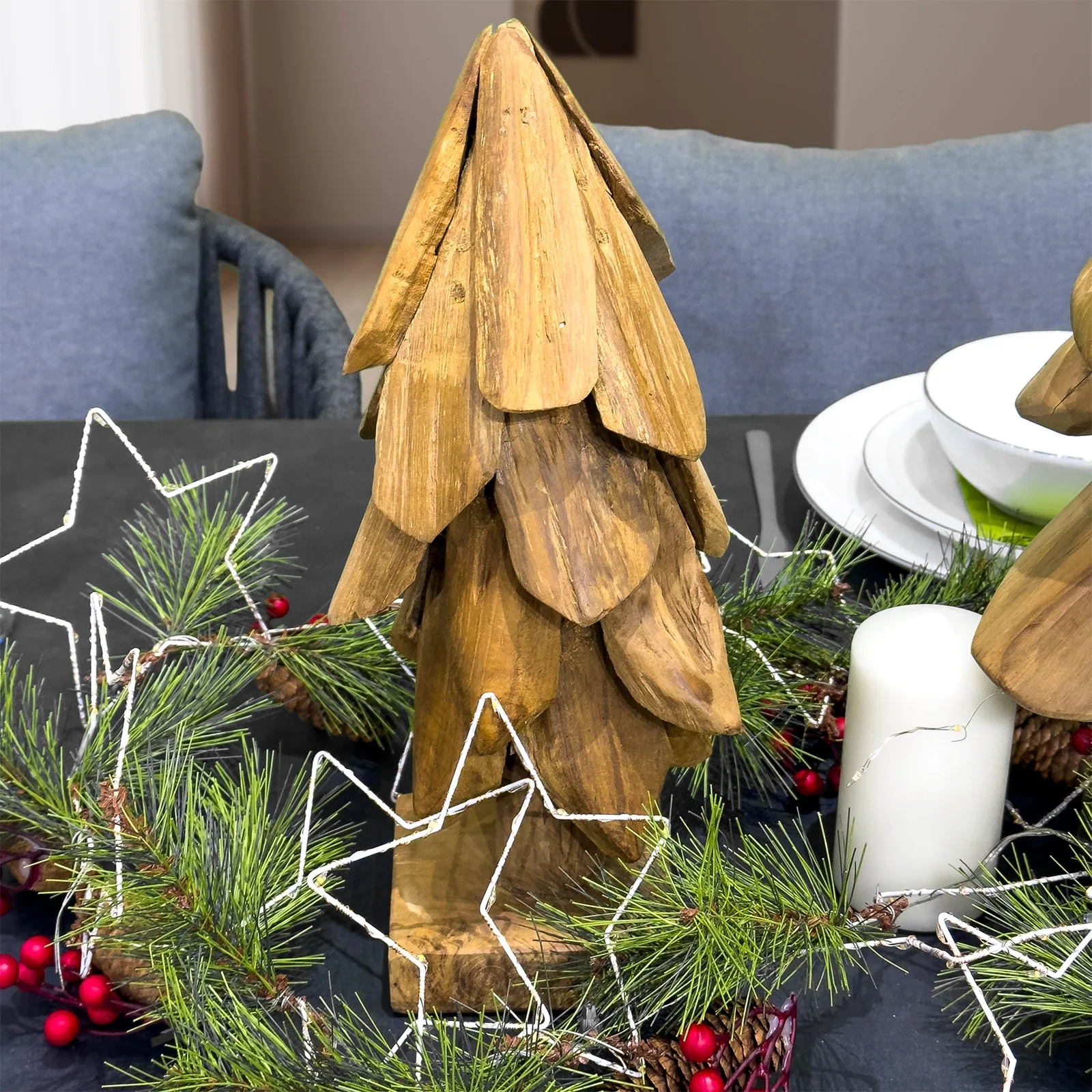 The Christmas Centre Natural Teak Wooden Christmas Tree - 30cm — view 2 of 6