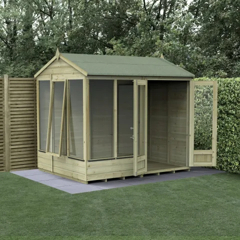 Beckwood Reverse Apex Summerhouse 8×6 – Double Door – 5 Windows – 1 Opening