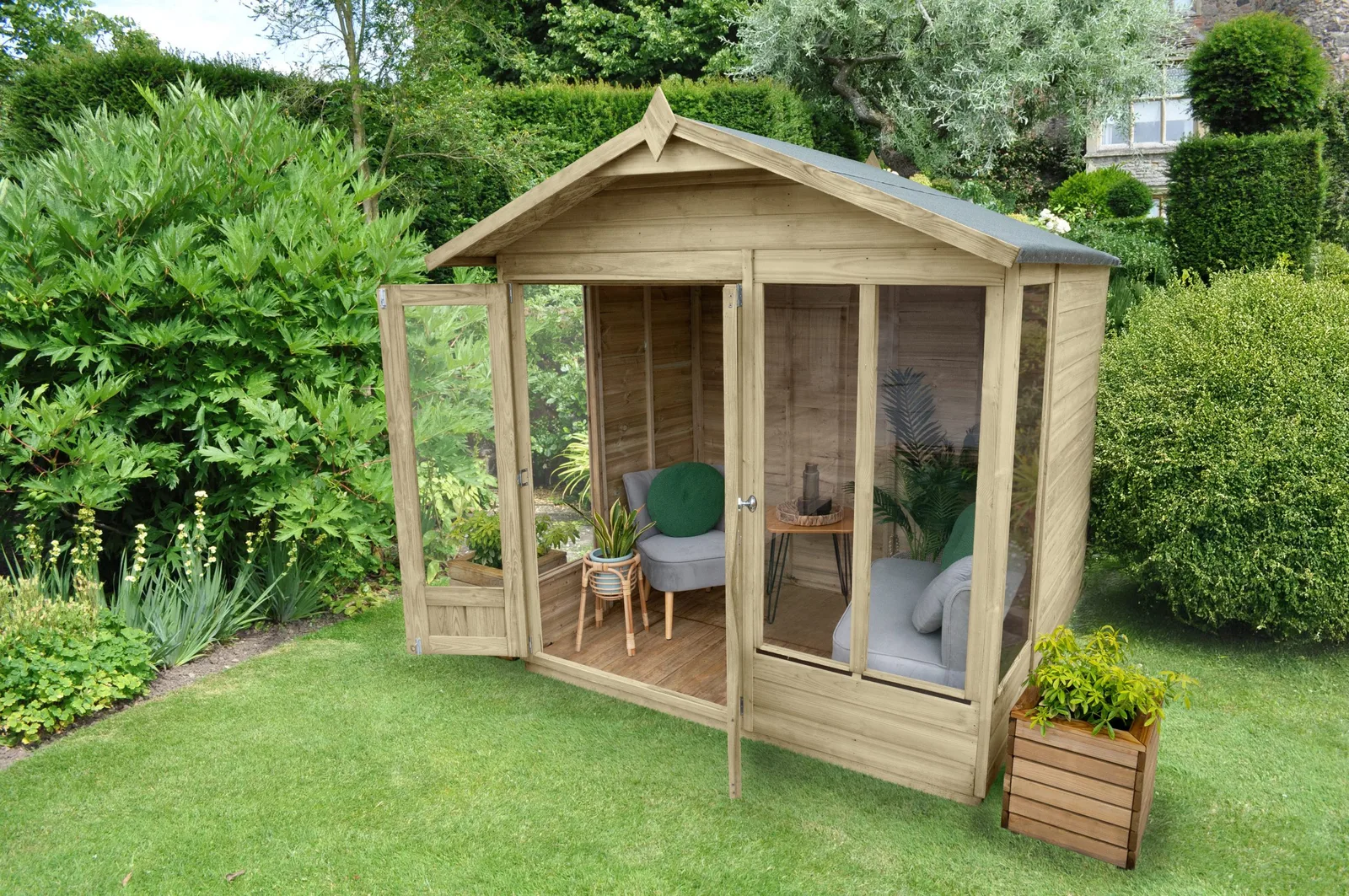 Beckwood Apex Summerhouse 7×5 – Double Door – 4 Windows