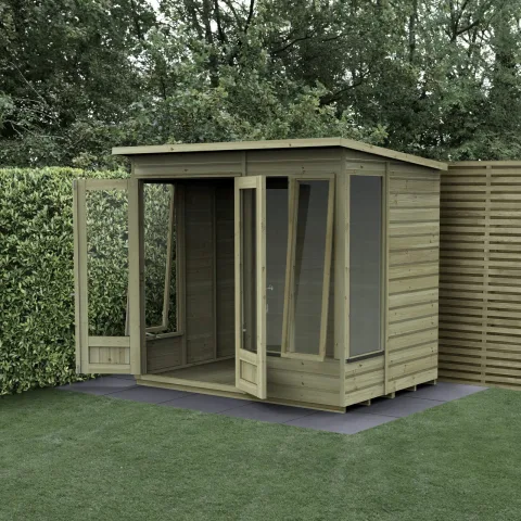 Beckwood Pent Summerhouse 7×5 – Double Door – 4 Windows – 2 Opening