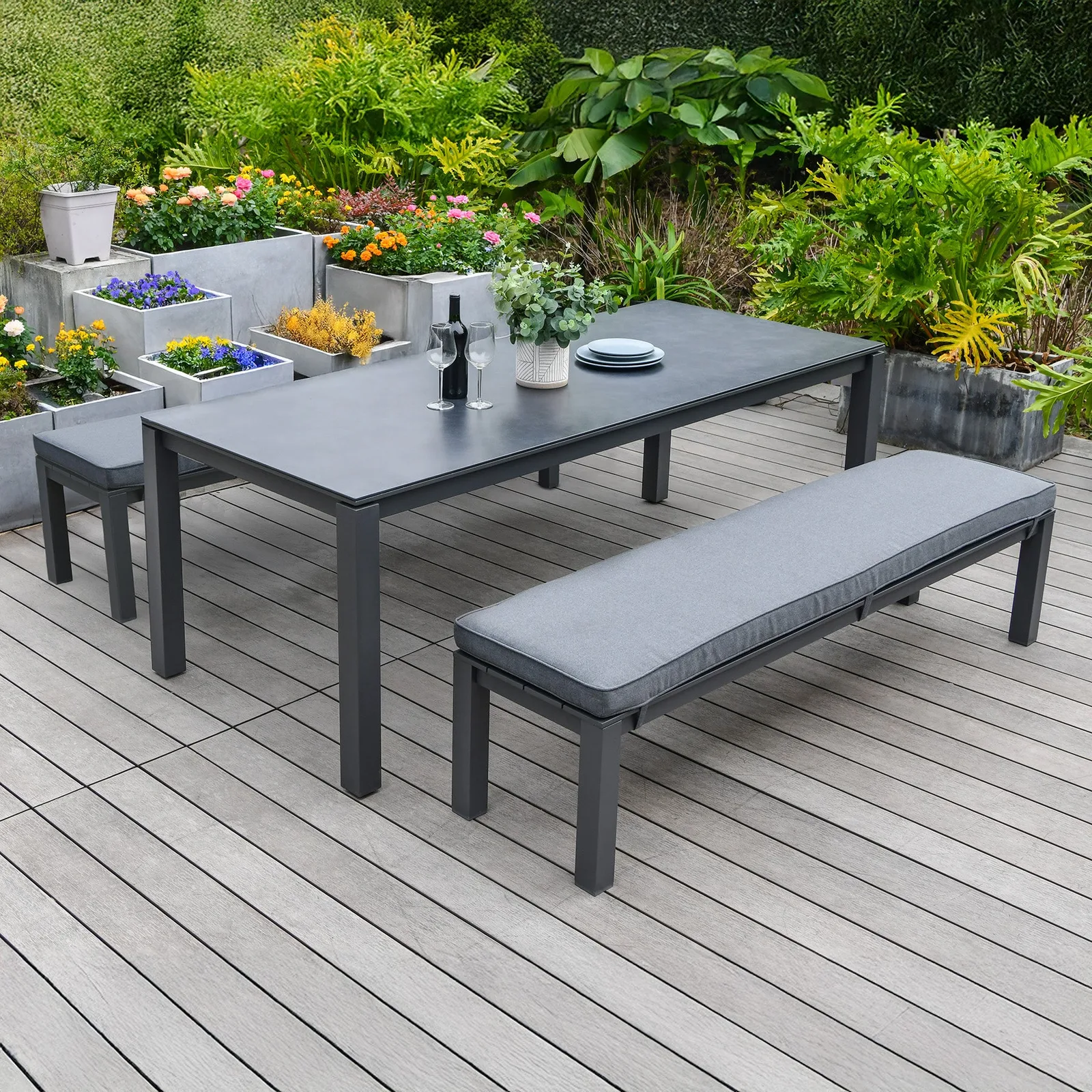 Bracken Outdoors Bracken Outdoors Maldives Aluminium 6 Seat Rectangular Garden Dining Bench Set