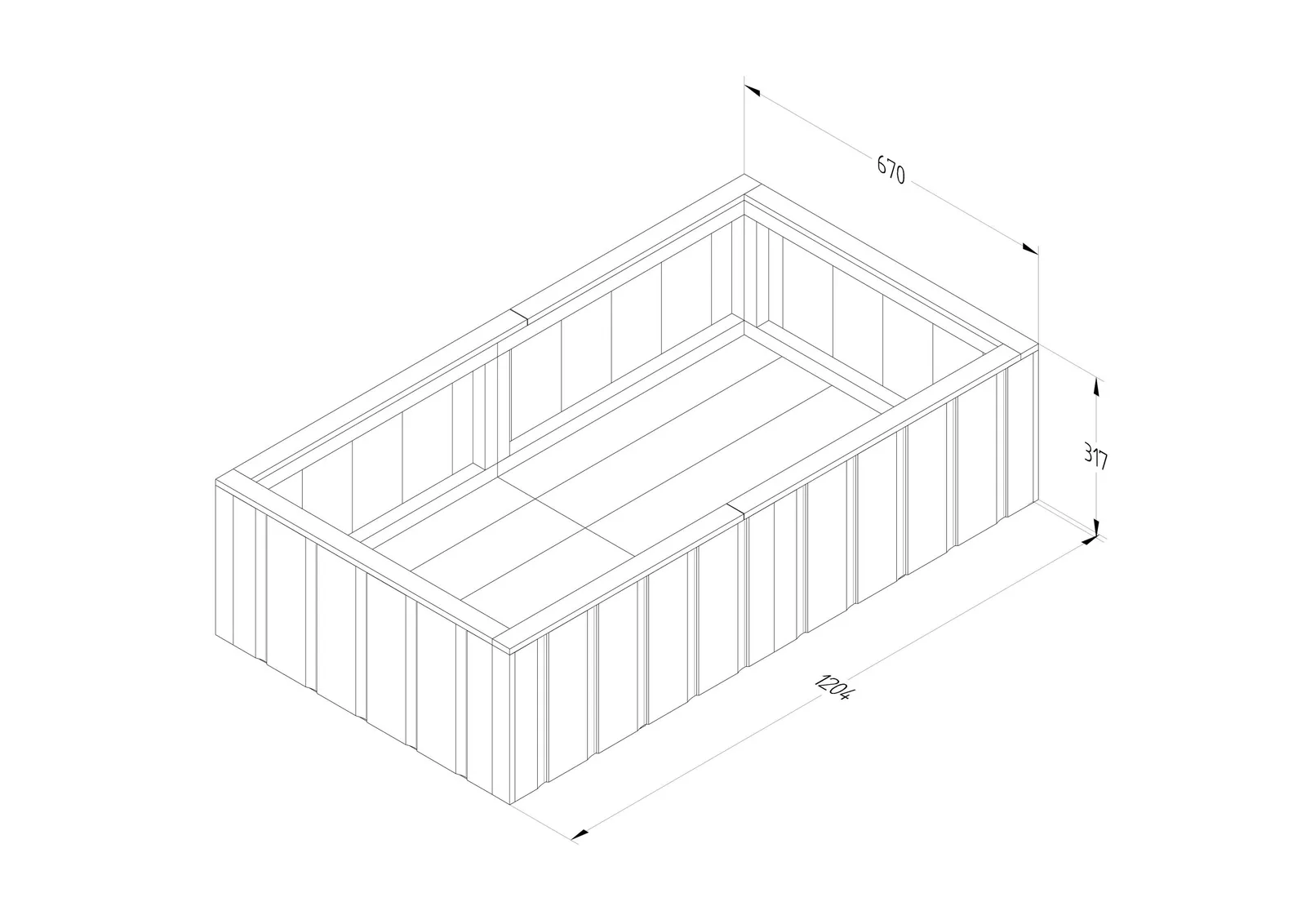 Low Level Lapline Planter 670mm x 1204mm — view 3 of 4