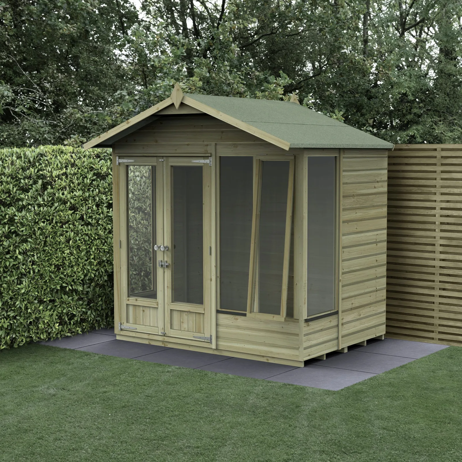 Beckwood Apex Summerhouse 7×5 – Double Door – 4 Windows – 1 Side Opening — view 2 of 18