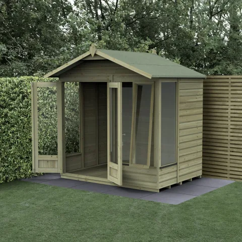 Beckwood Apex Summerhouse 7×5 – Double Door – 4 Windows – 1 Side Opening